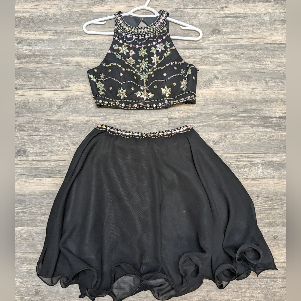 Crop Top Beaded Jeweled Festival Dress Skirt, Formal Women Sz 4 Homecoming Prom